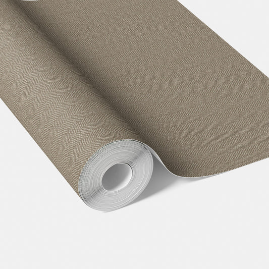 Neutral Herringbone Textured Traditional Wallpaper (Brown/ Taupe/ Warm Gray)