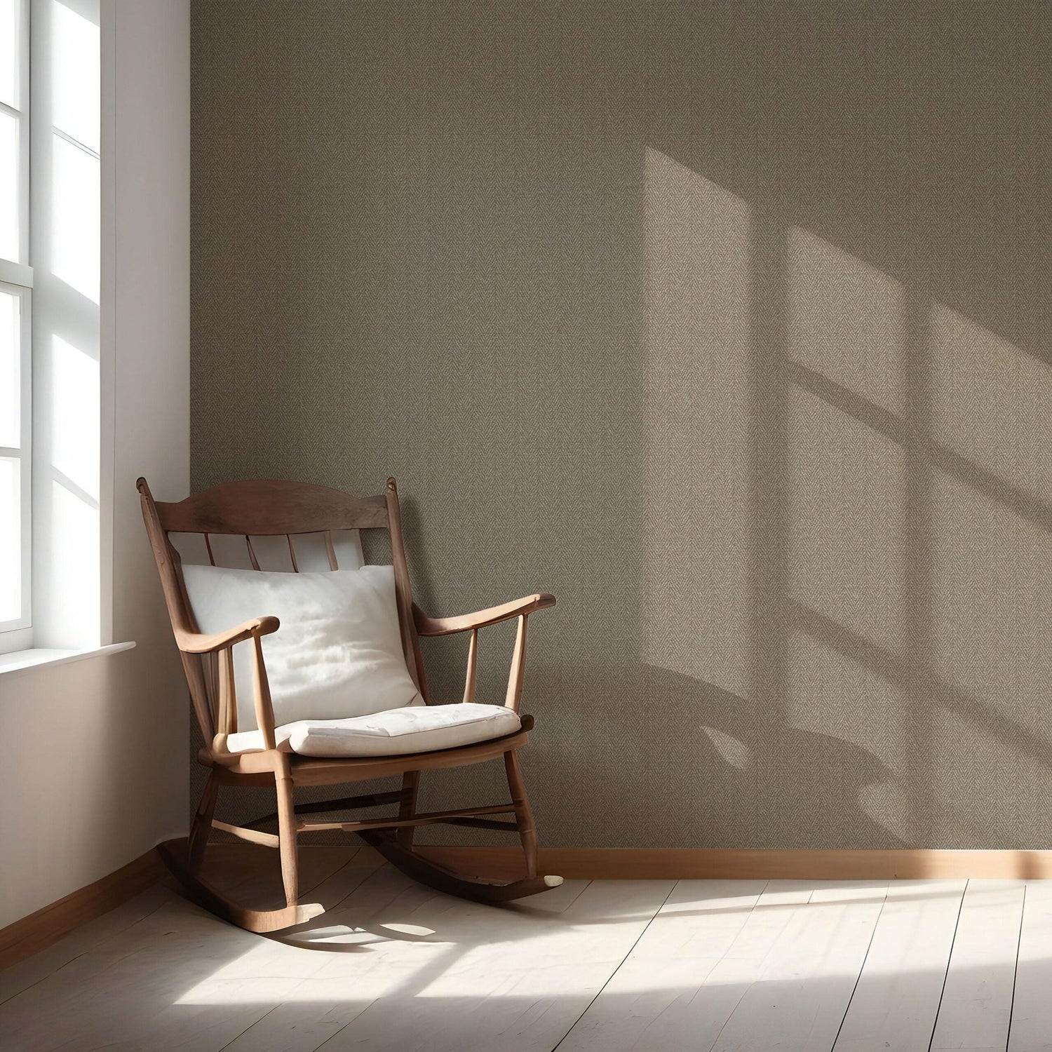 Neutral Herringbone Textured Nursery Wallpaper (Brown/ Taupe/ Warm Gray)