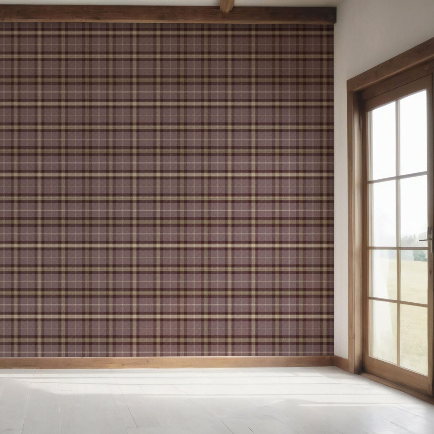 Geometric Plaid Checkered Bedroom Wallpaper (Purple/ Mauve/ Pink/ Cream)