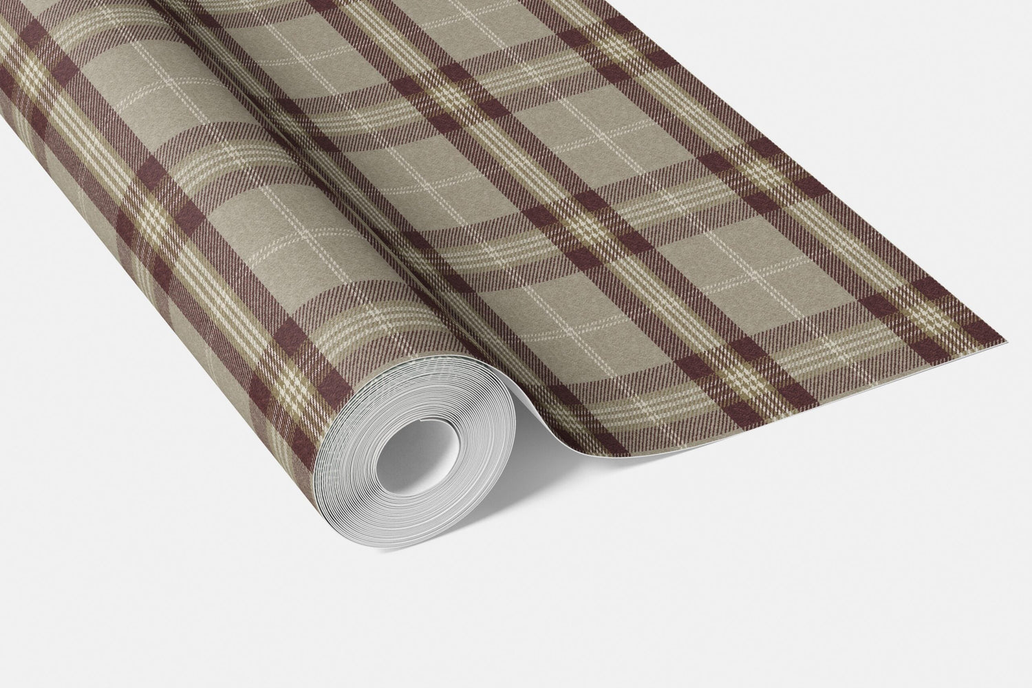 Geometric Plaid Checkered Bathroom Wallpaper (Brown/ Maroon/ Beige)