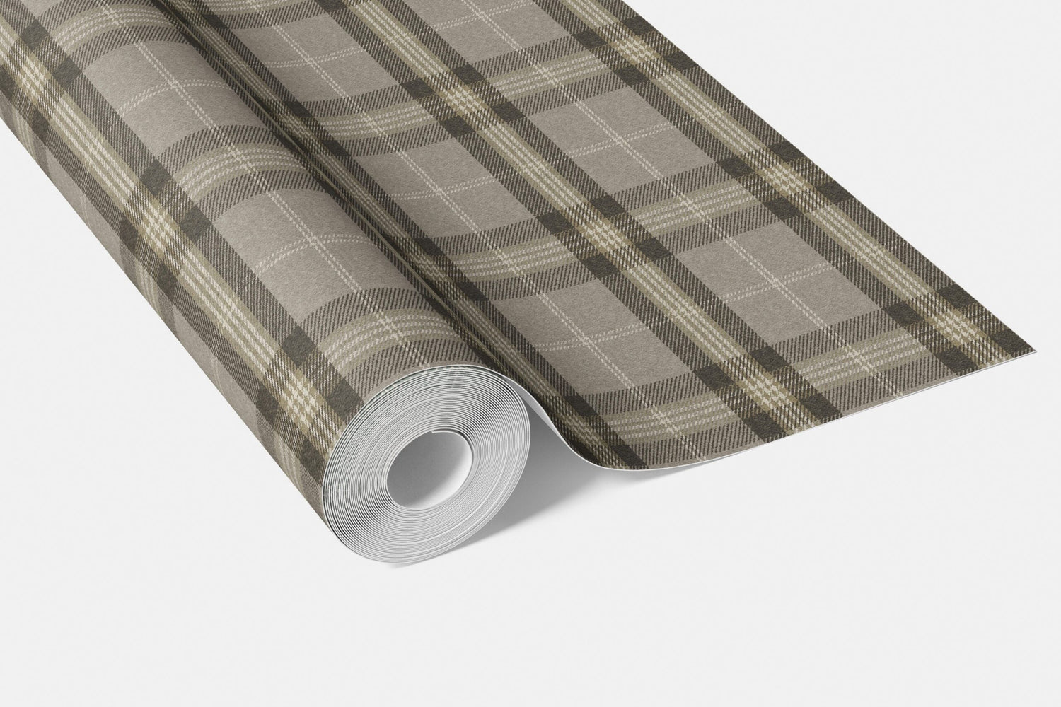 Geometric Plaid Checkered Bathroom Wallpaper (Gray/ Cedar Brown)