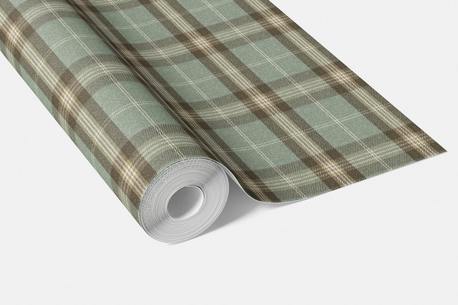 Geometric Plaid Checkered Bathroom Wallpaper (Green/ Brown/ Beige)