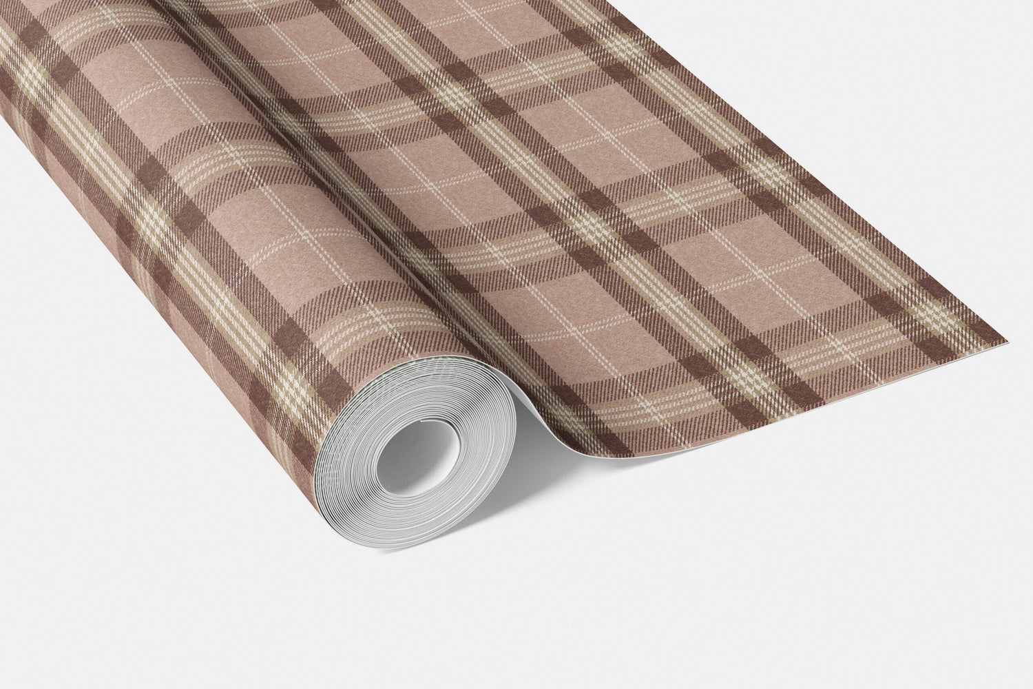 Geometric Plaid Checkered Bathroom Wallpaper (Blush Rose Pink/ Brown/ Beige)