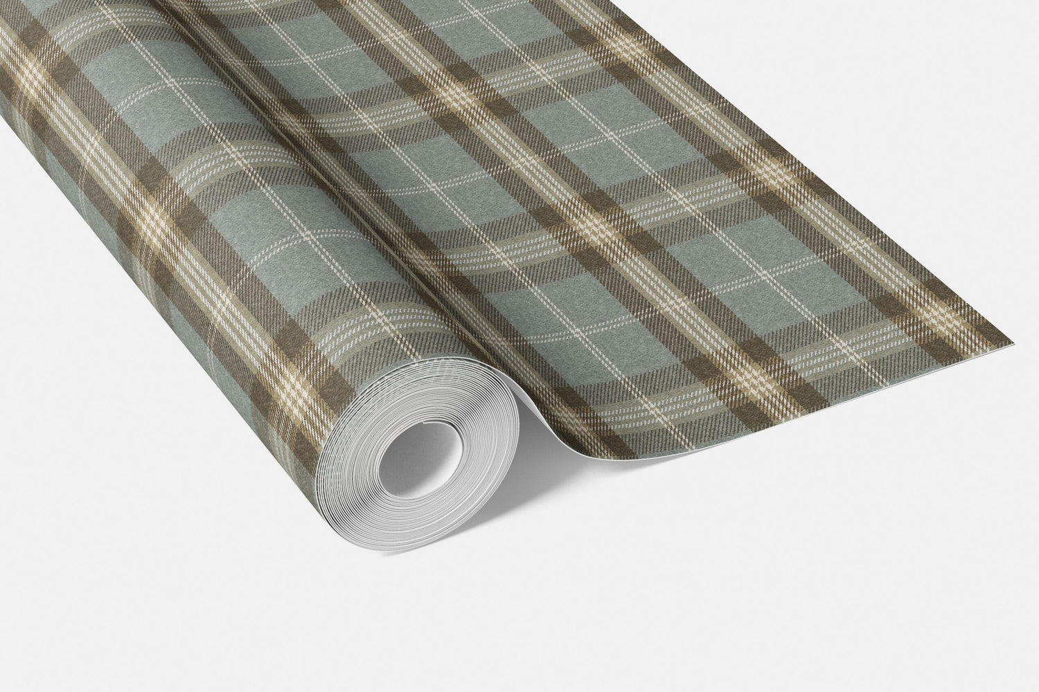 Geometric Plaid Checkered Bathroom Wallpaper (Blue-Gray/ Brown)