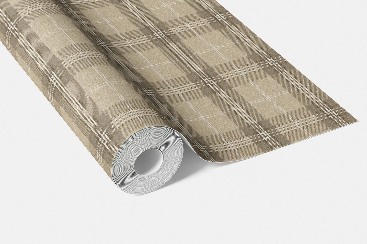 Neutral Geometric Plaid Checkered Bathroom Wallpaper (Beige/ Brown/ Taupe)