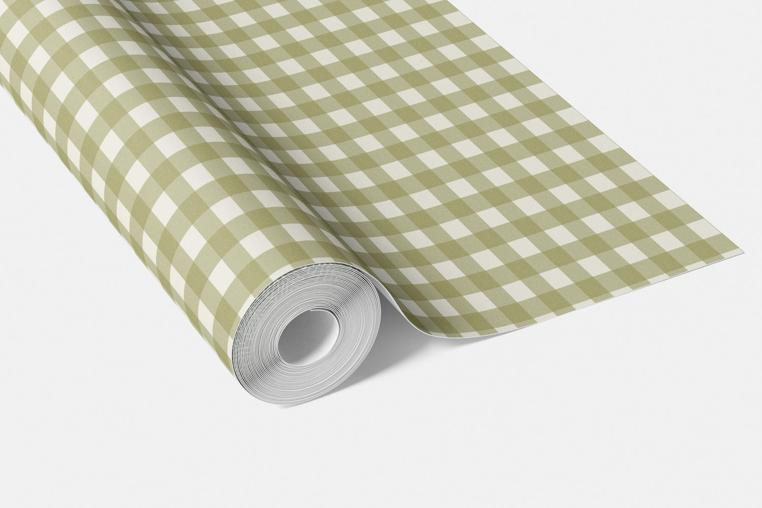 Geometric Gingham Checkered Living Room Wallpaper (Green)