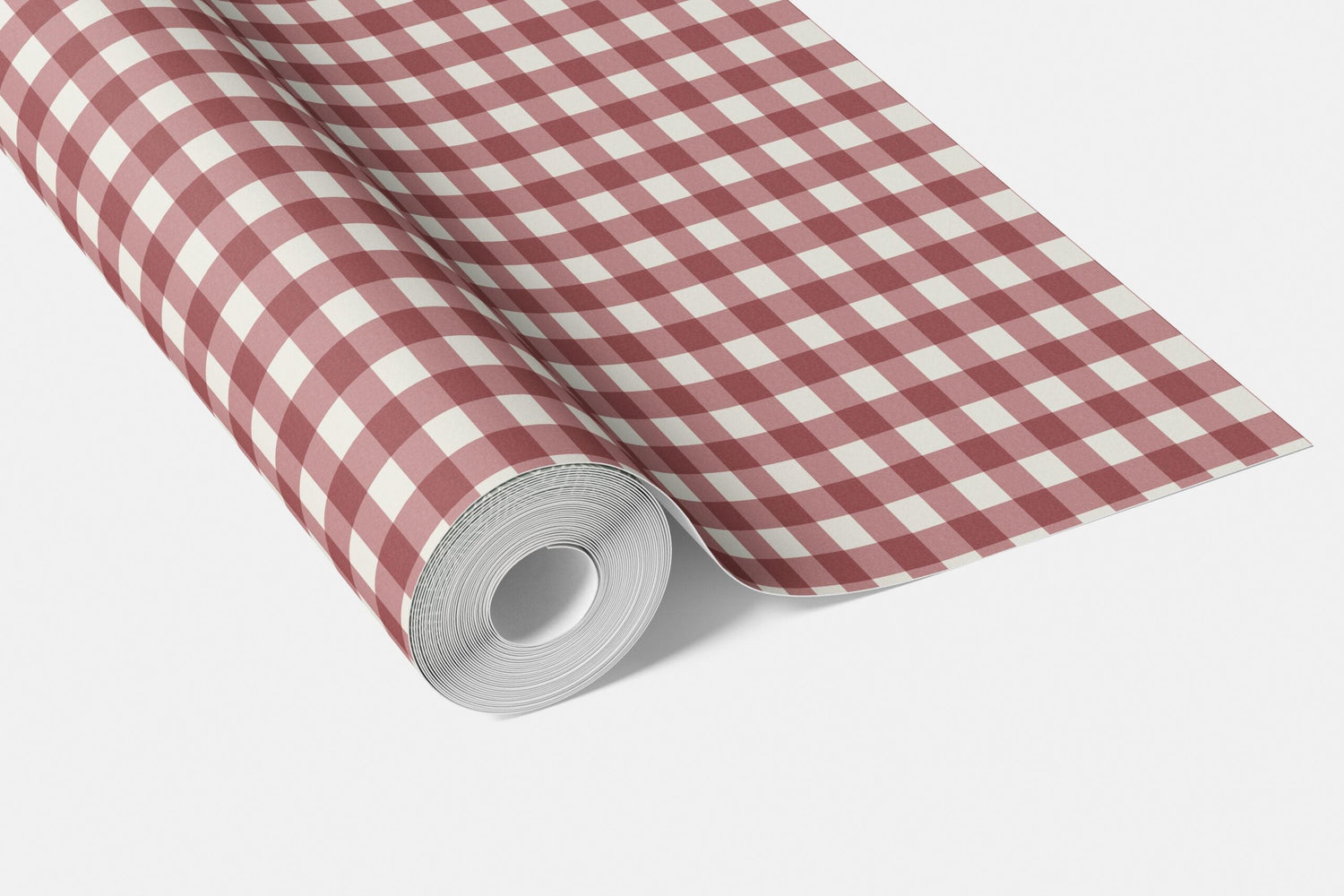 Geometric Gingham Checkered Living Room Wallpaper (Cranberry Red)