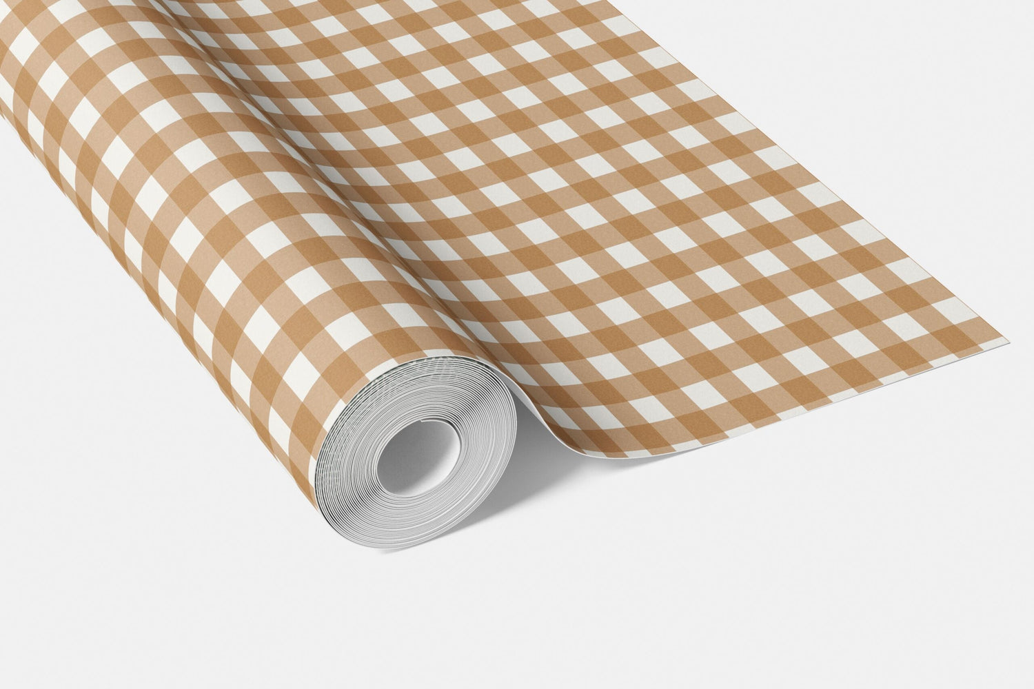 Geometric Gingham Checkered Living Room Wallpaper (Bronze Orange)