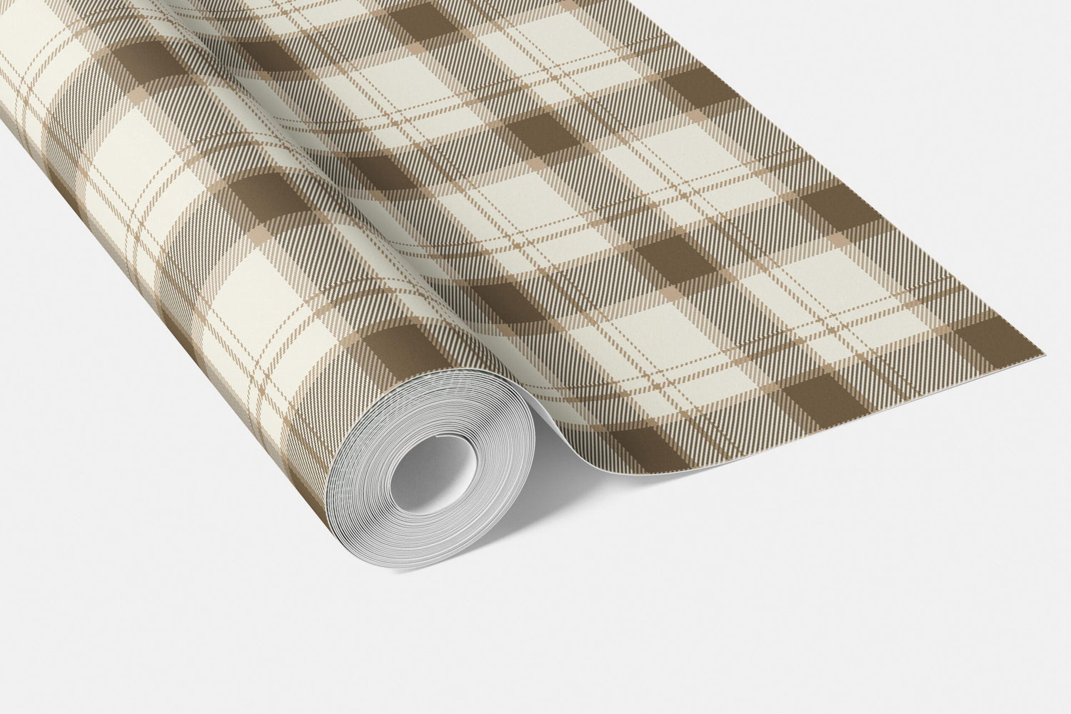 Neutral Geometric Plaid Checkered Bathroom Wallpaper (Mocha Brown/ Beige/ Off-White)