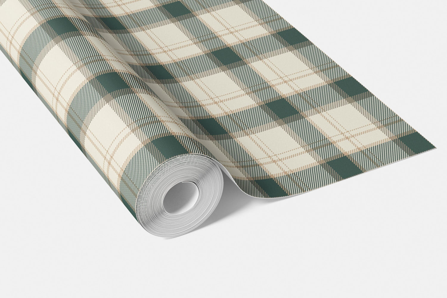 Geometric Plaid Checkered Bathroom Wallpaper (Teal Green/ Beige/ Off-White)