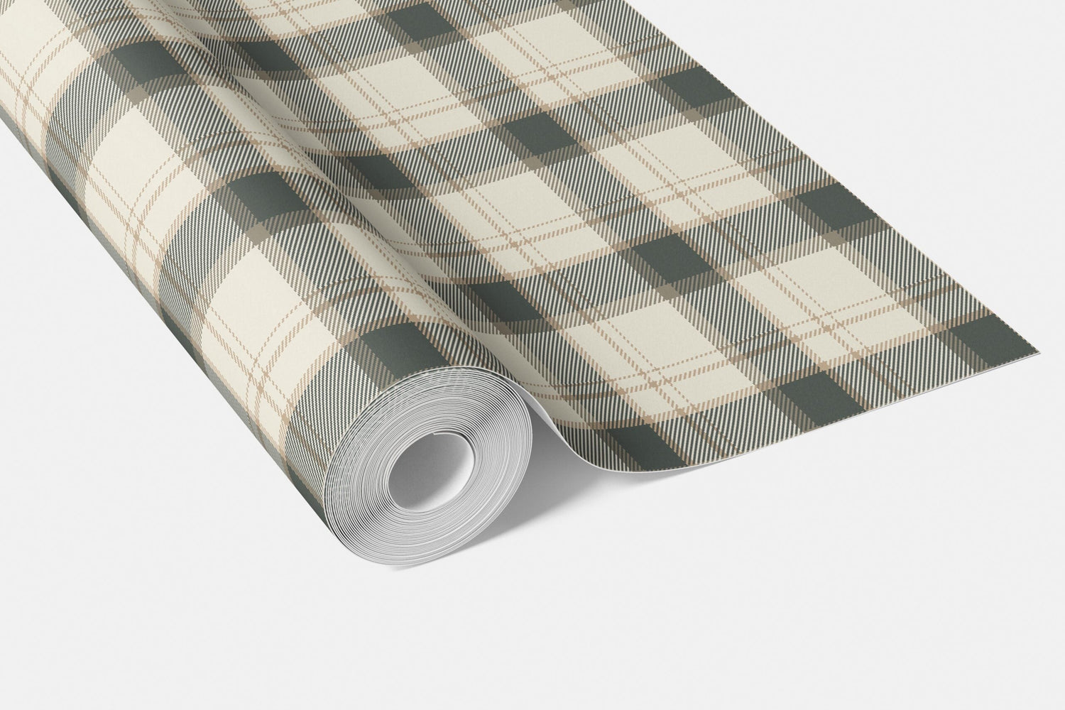 Neutral Geometric Plaid Checkered Bathroom Wallpaper (Charcoal Black/ Off-White/ Beige)