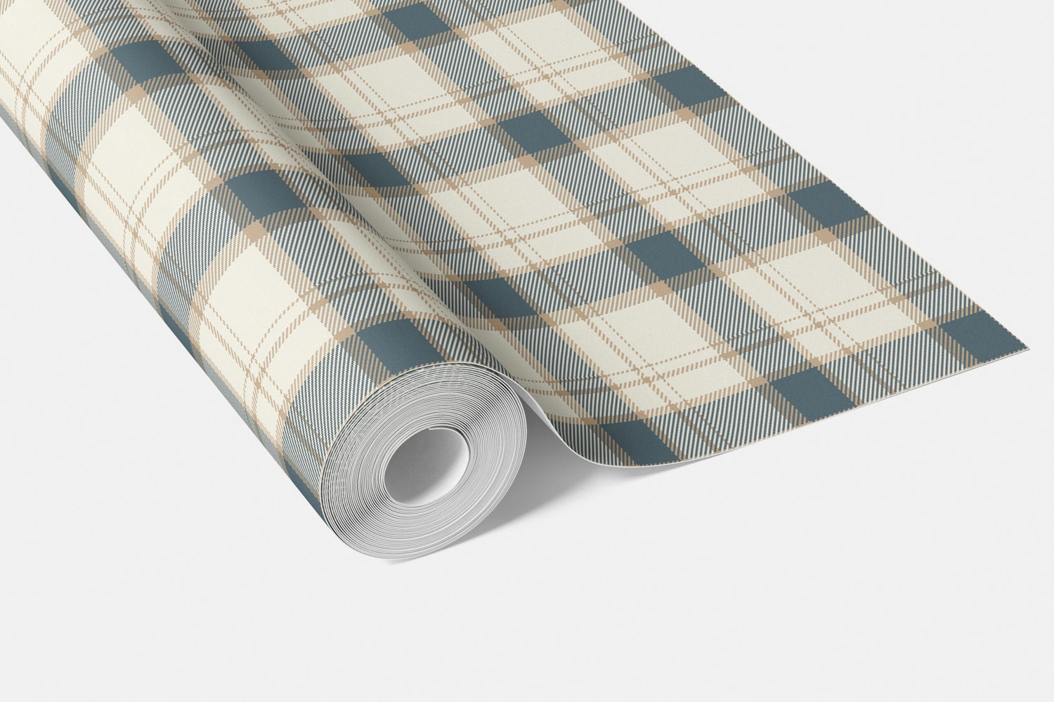 Neutral Geometric Plaid Checkered Bathroom Wallpaper (Teal Blue/ Off-White/ Beige)
