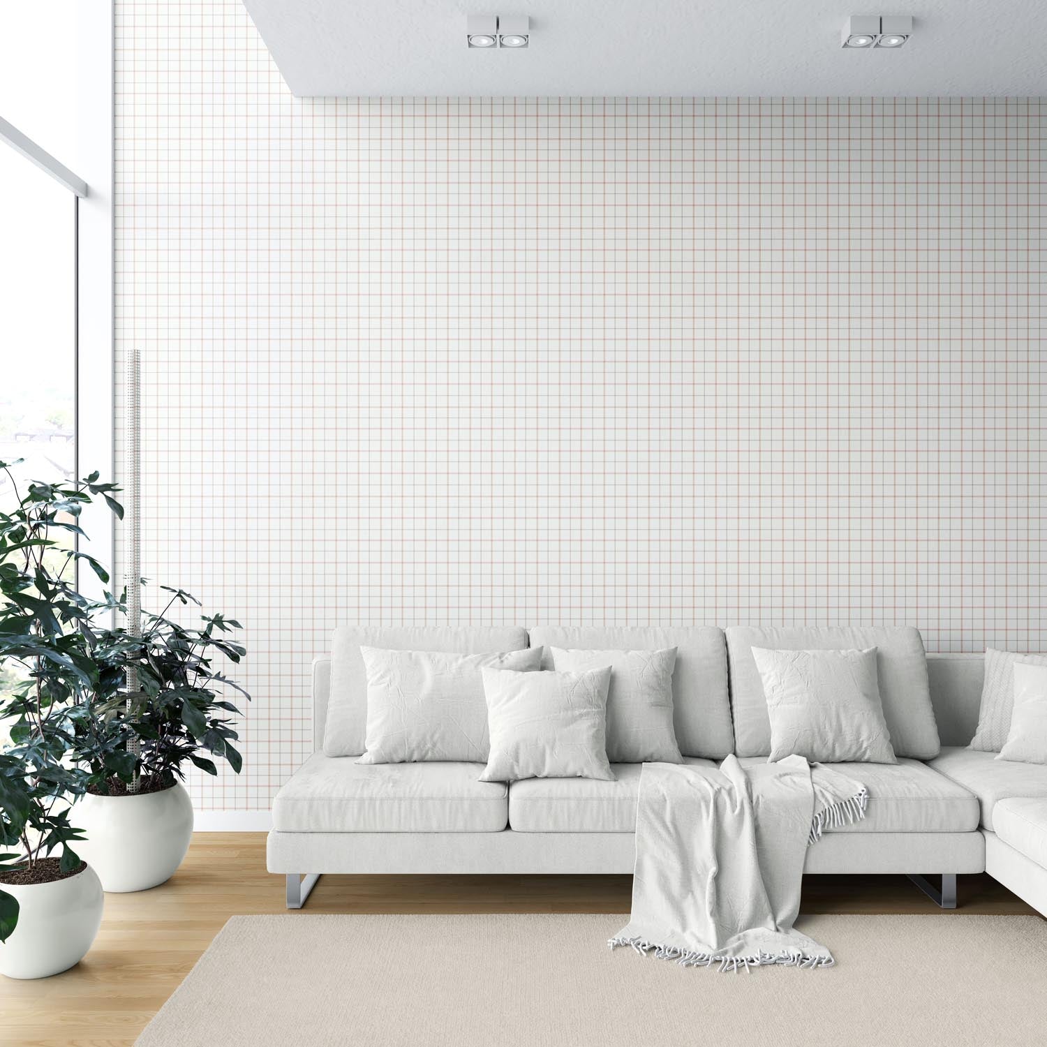 Windowpane Checkered/ Plaid Shower Toilet Wallpaper (Pink/ White/ Taupe)