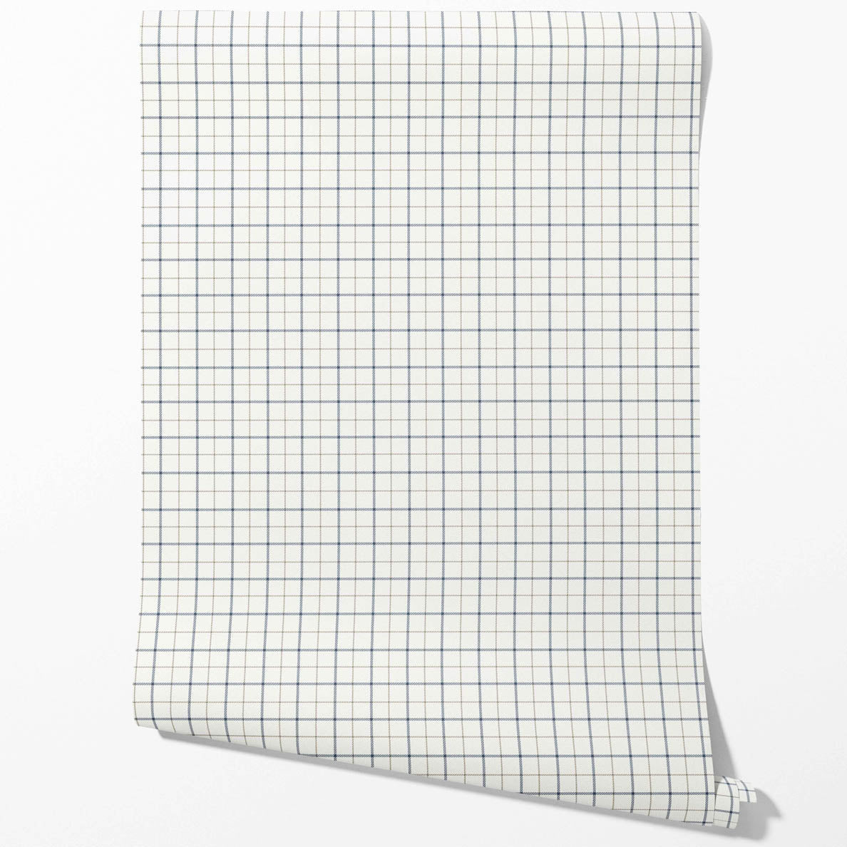Windowpane Checkered/ Plaid Bathroom Wallpaper (Navy Blue/ White/ Taupe)
