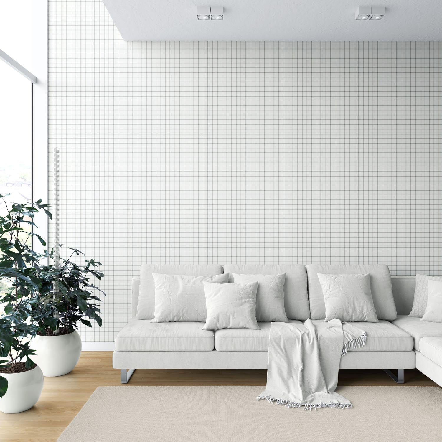 Windowpane Checkered/ Plaid Shower Toilet Wallpaper Green/ White/ Taupe