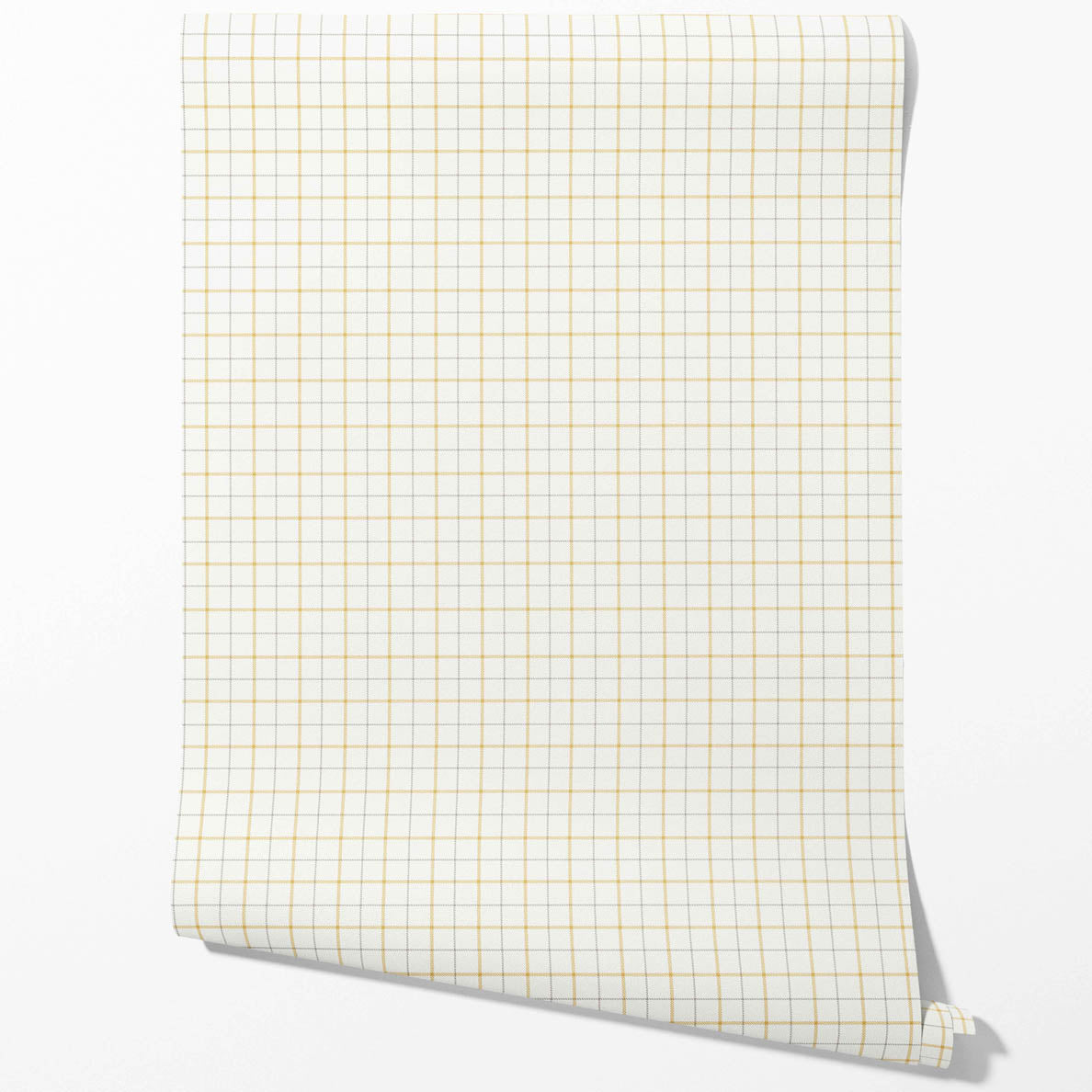 Windowpane Checkered/ Plaid Bathroom Wallpaper (Mustard Yellow/ White/ Taupe)