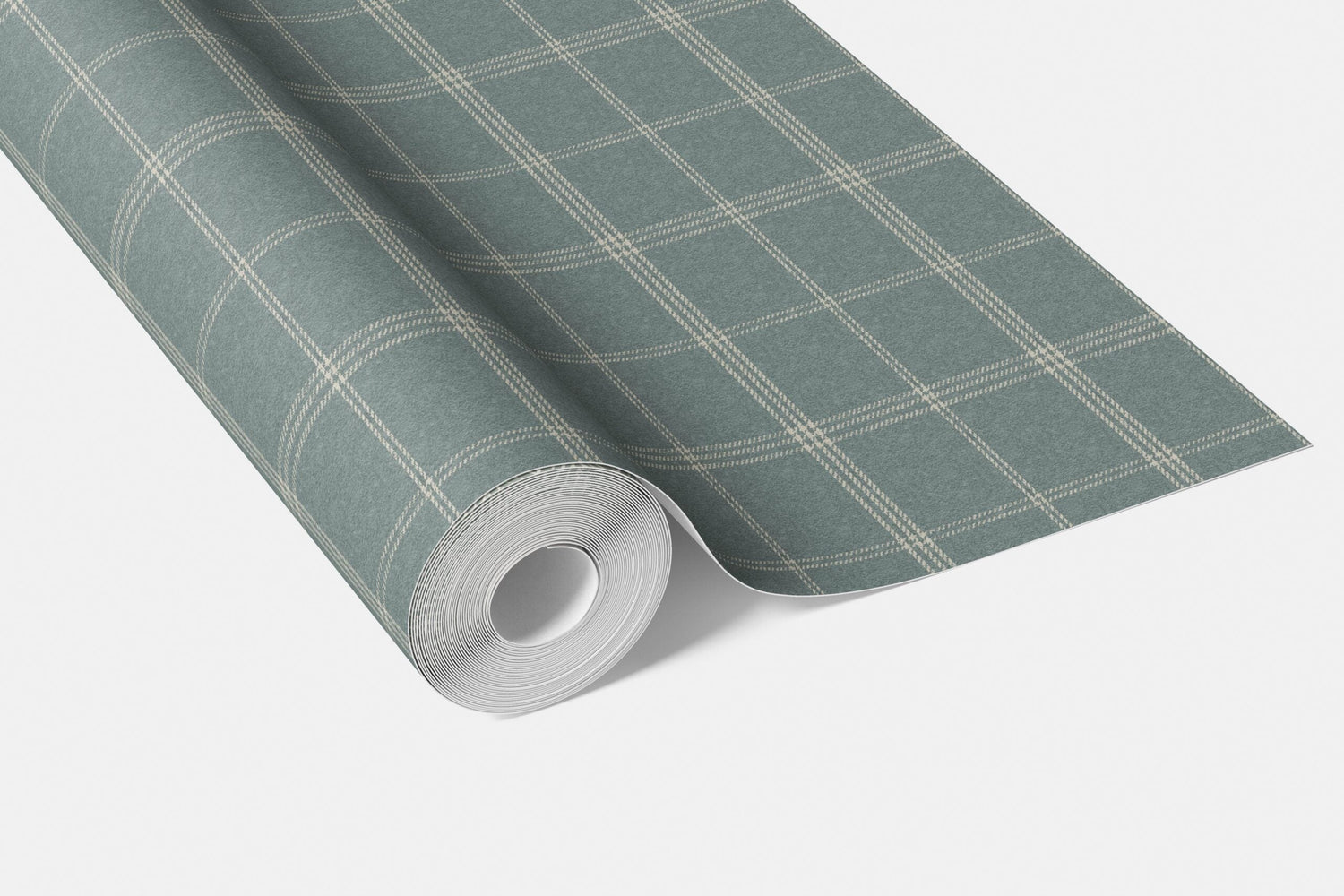 Geometric Plaid Checkered Bathroom Wallpaper (Teal Blue/ Gray)