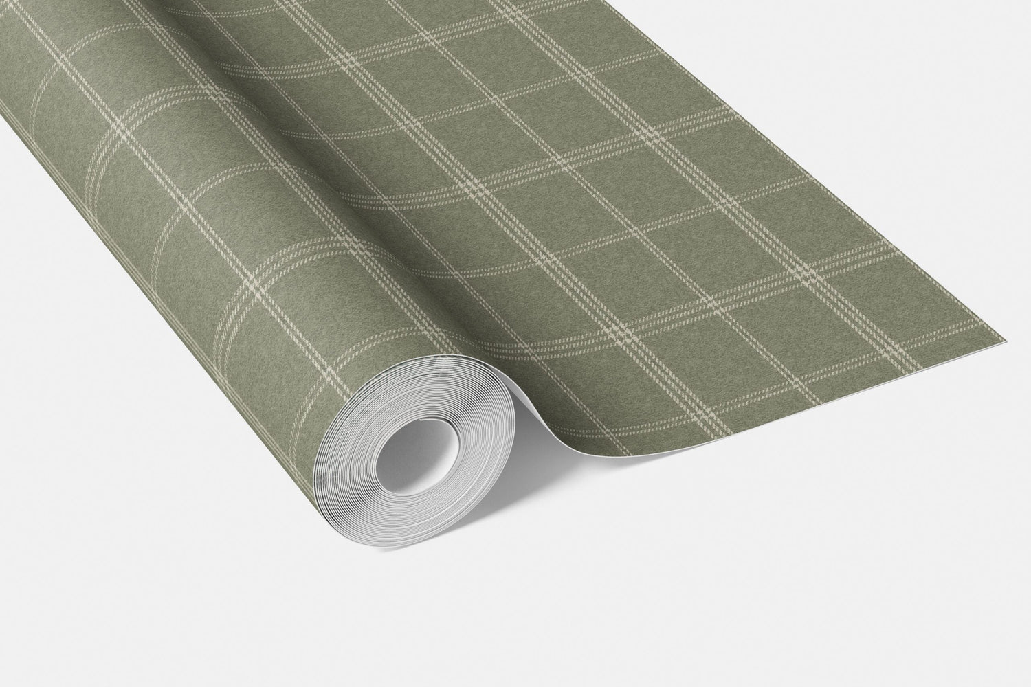 Geometric Plaid Checkered Bathroom Wallpaper (Olive Green)