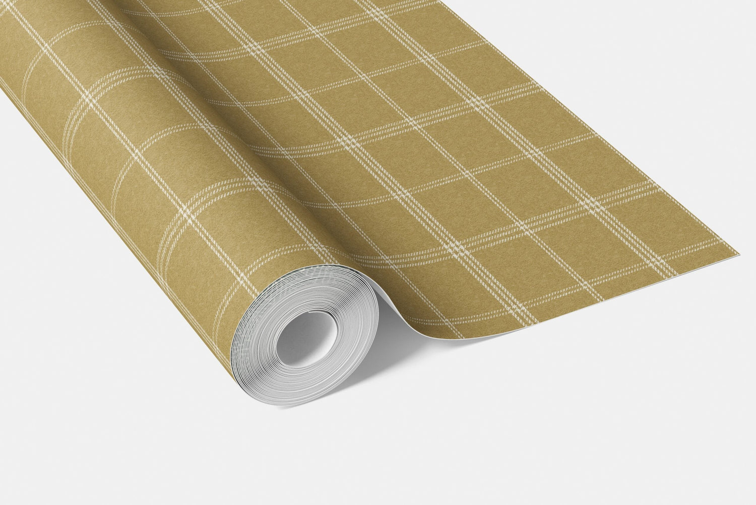 Geometric Plaid Checkered Bathroom Wallpaper (Mustard Yellow)