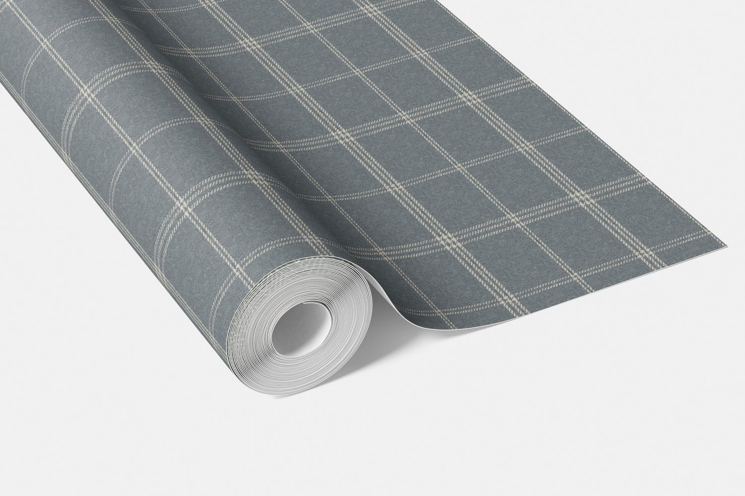 Neutral Geometric Plaid Checkered Bathroom Wallpaper (Slate Blue)
