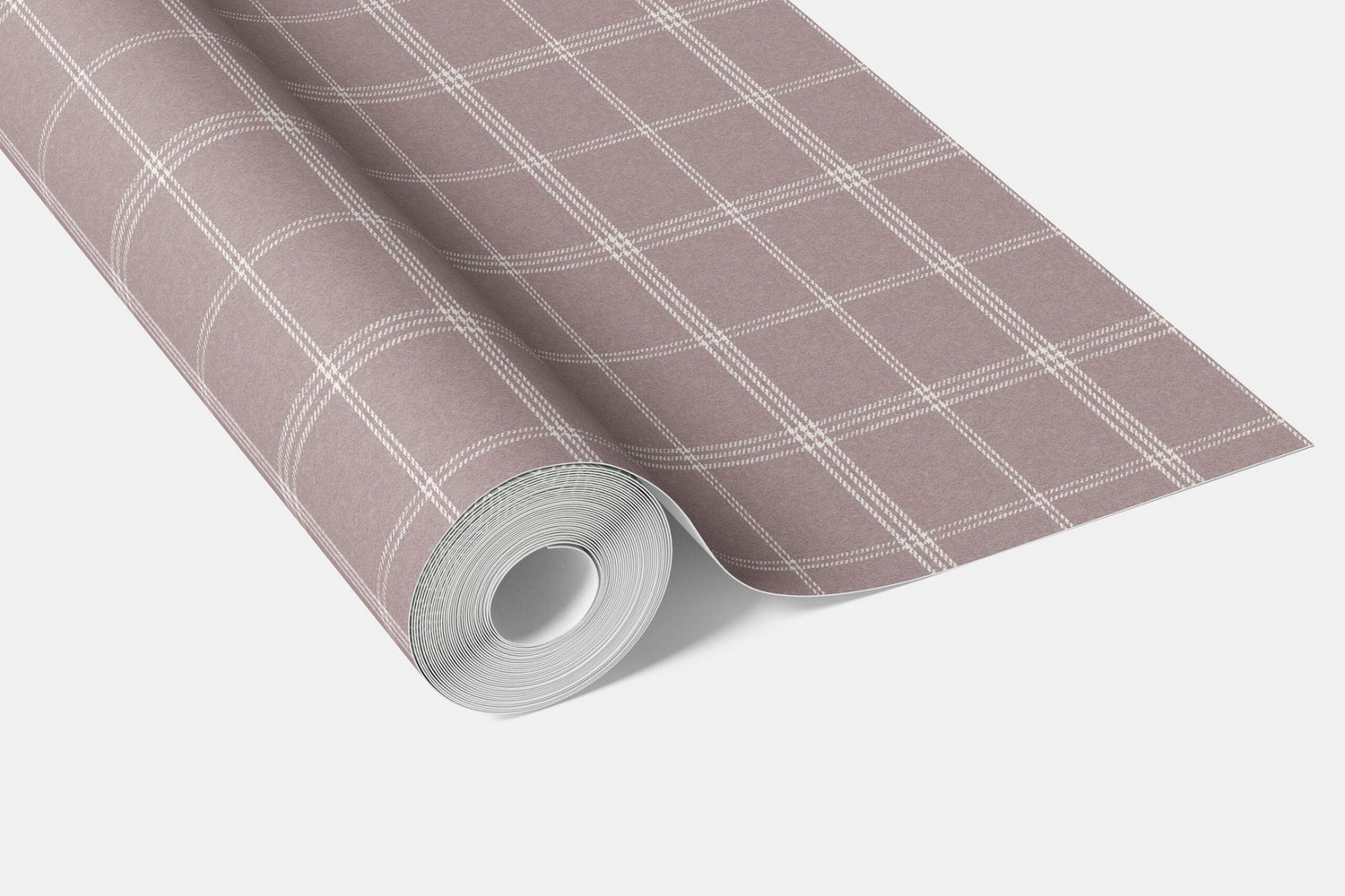 Geometric Plaid Checkered Bathroom Wallpaper (Mauve/ Muted Pink)