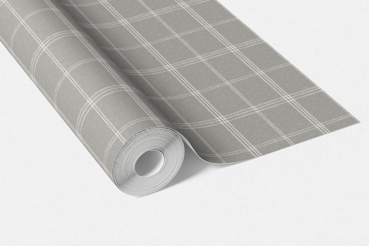 Neutral Geometric Plaid Checkered Bathroom Wallpaper (Silver Gray)