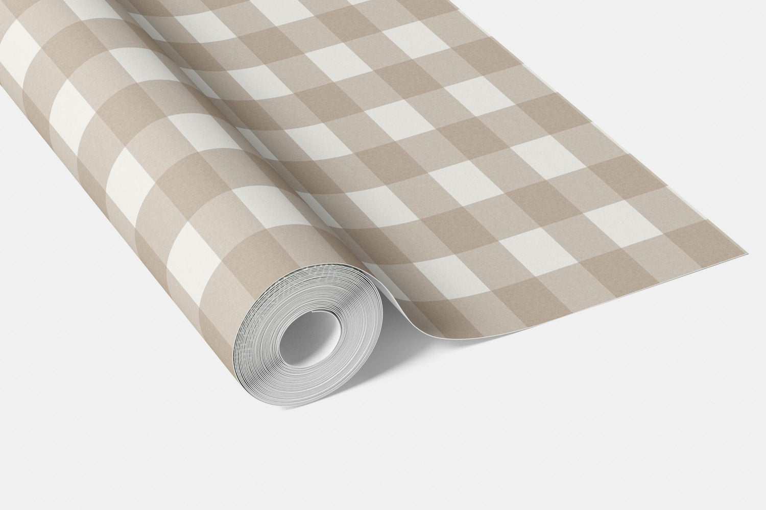 Neutral Geometric Gingham Checkered Living Room Wallpaper (Light Beige/ Greige)