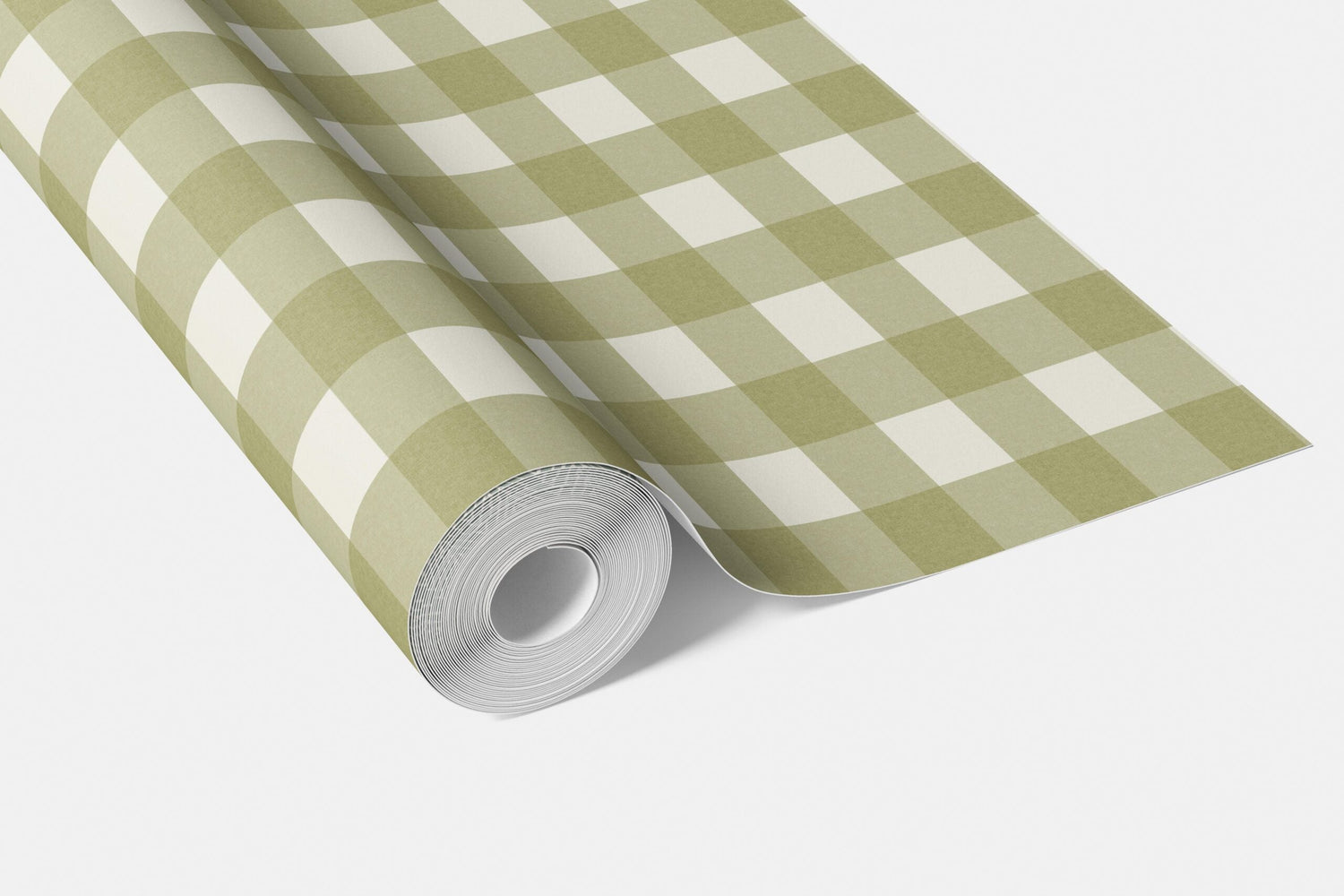 Geometric Gingham Checkered Living Room Wallpaper (Olive Green)