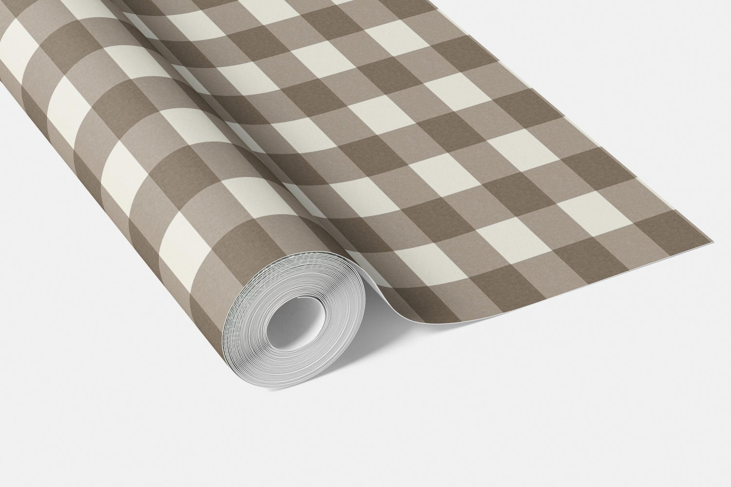 Neutral Geometric Gingham Checkered Living Room Wallpaper (Taupe Brown)