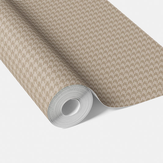 Neutral Plain/ Textured Houndstooth Traditional Wallpaper (Light Brown/ Beige)