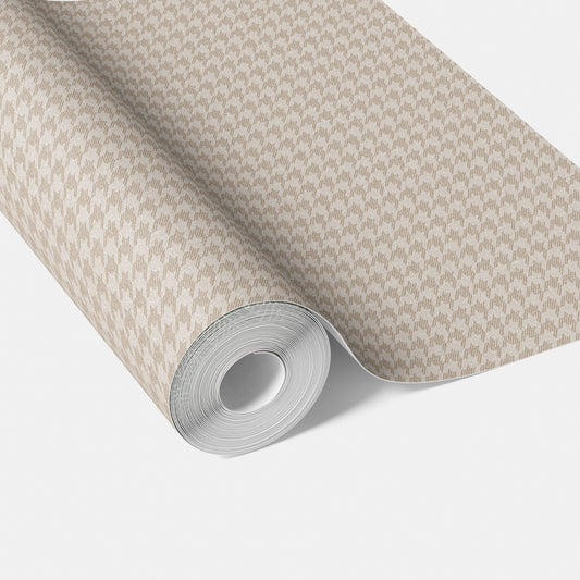 Neutral Plain/ Textured Houndstooth Traditional Wallpaper (Beige/ Taupe)