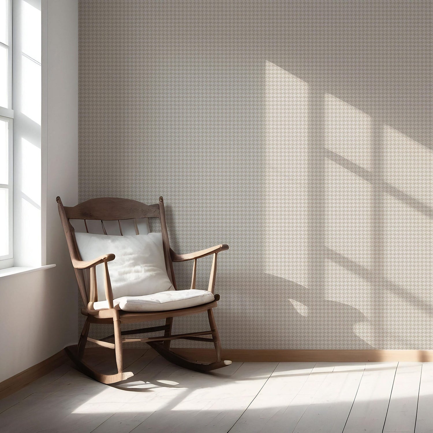 Neutral Plain/ Textured Houndstooth Nursery Wallpaper (Beige/ Taupe)