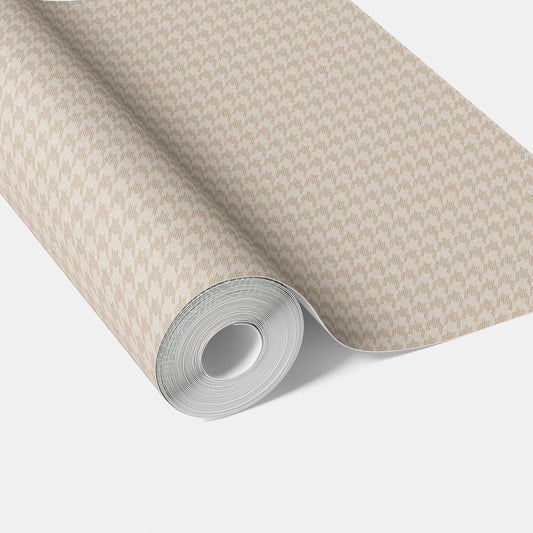 Neutral Plain/ Textured Houndstooth Traditional Wallpaper (Stone Beige/ Greige)