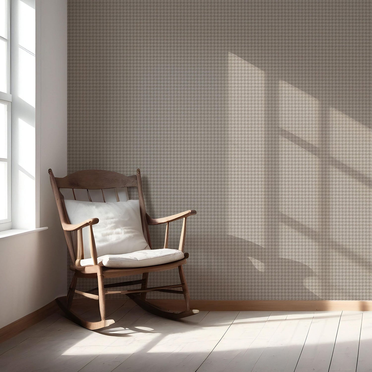 Neutral Plain/ Textured Houndstooth Nursery Wallpaper (Beige/ Warm Gray/ Taupe)