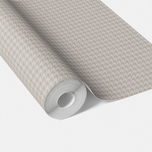 Neutral Plain/ Textured Houndstooth Traditional Wallpaper (Pale Gray/ Greige)