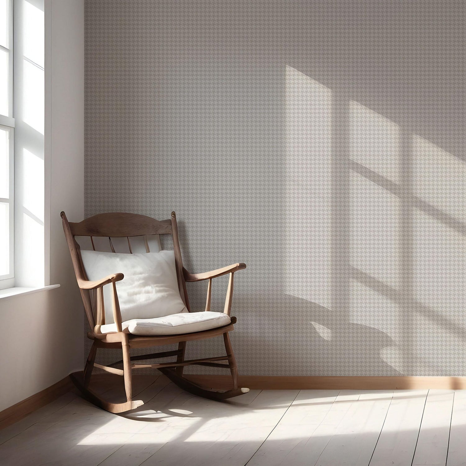 Neutral Plain/ Textured Houndstooth Nursery Wallpaper (Pale Gray/ Greige)