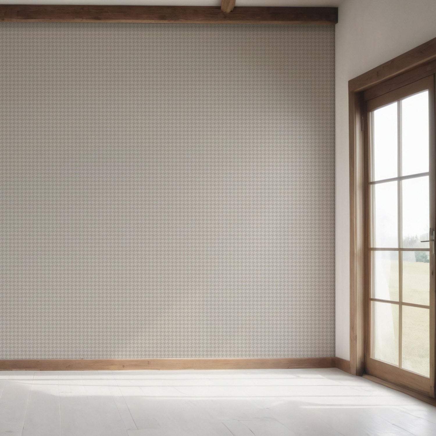 Neutral Plain/ Textured Houndstooth Bedroom Wallpaper (Pale Gray/ Greige)