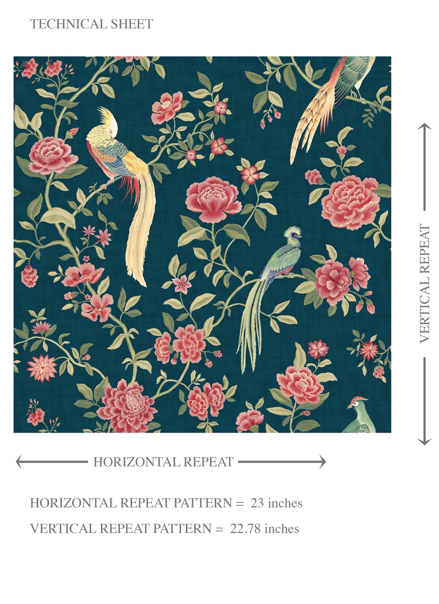Floral Chinoiserie/ Nature Bird Print Kids Room Wallpaper (Teal Blue/ Pink/ Green/ Yellow)