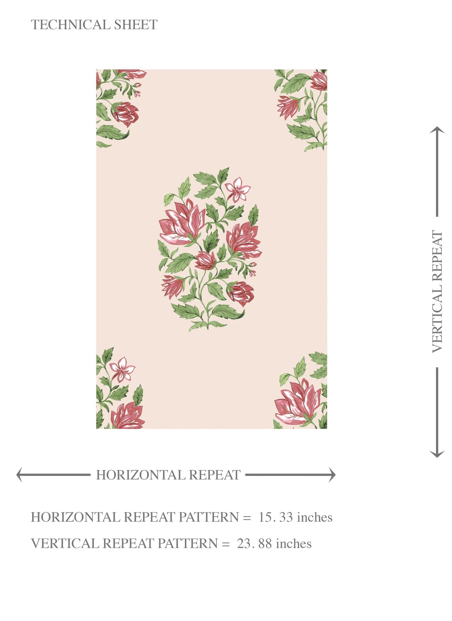 Floral Block Print Kids Room Wallpaper (Pink/ Green)