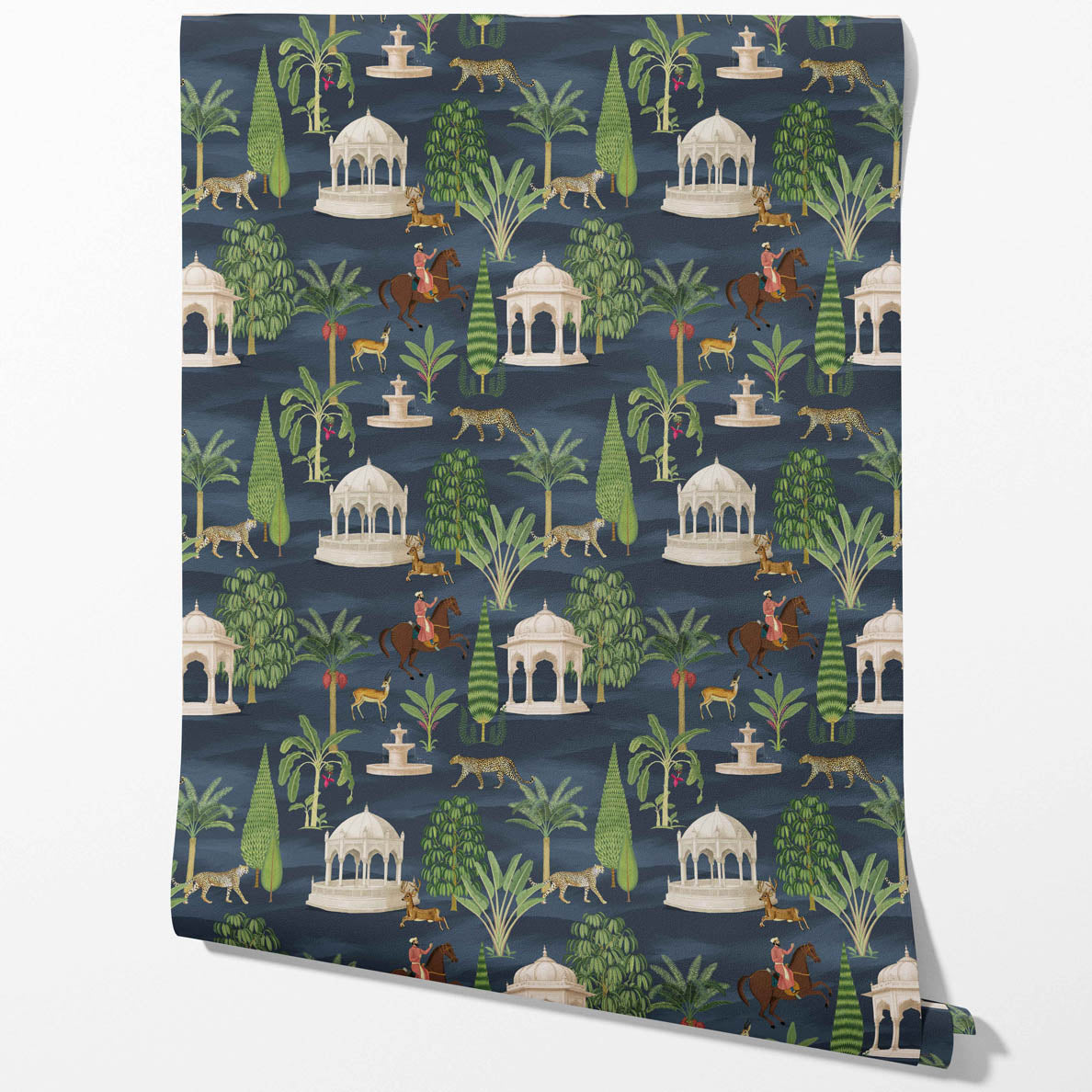 Vintage Heritage/ Ethnic Chinoiserie Kitchen Wallpaper (Navy Blue/ Green/ White/ Brown/ Red)