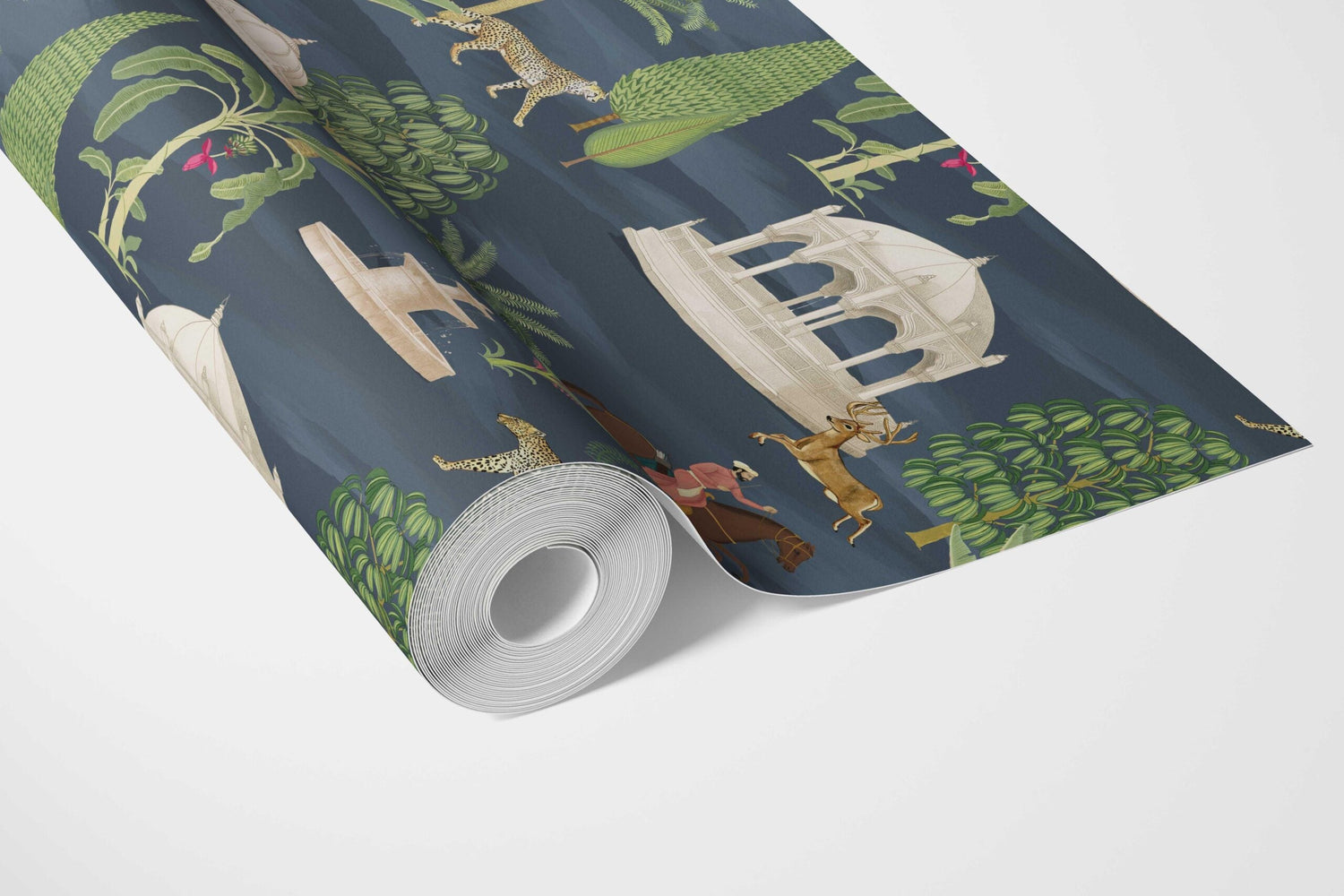 Vintage Heritage/ Ethnic Chinoiserie Bathroom Wallpaper (Navy Blue/ Green/ White/ Brown/ Red)