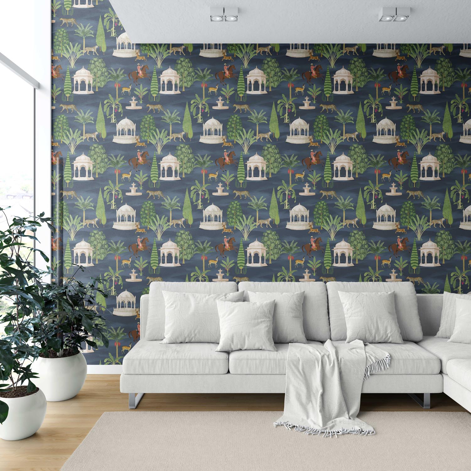 Vintage Heritage/ Ethnic Chinoiserie Shower Toilet Wallpaper (Navy Blue/ Green/ White/ Brown/ Red)