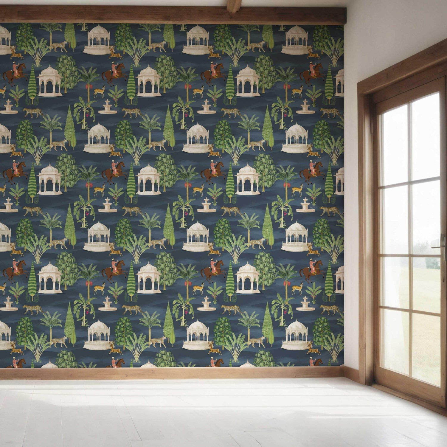 Vintage Heritage/ Ethnic Chinoiserie Bedroom Wallpaper (Navy Blue/ Green/ White/ Brown/ Red)