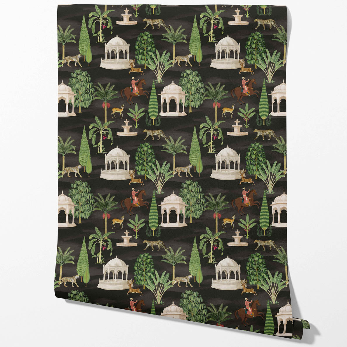 Vintage Heritage/ Ethnic Chinoiserie Kitchen Wallpaper (Black/ Brown/ White/ Red)