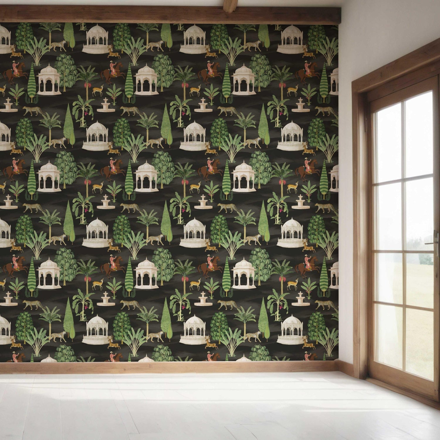 Vintage Heritage/ Ethnic Chinoiserie Bedroom Wallpaper (Black/ Brown/ White/ Red)