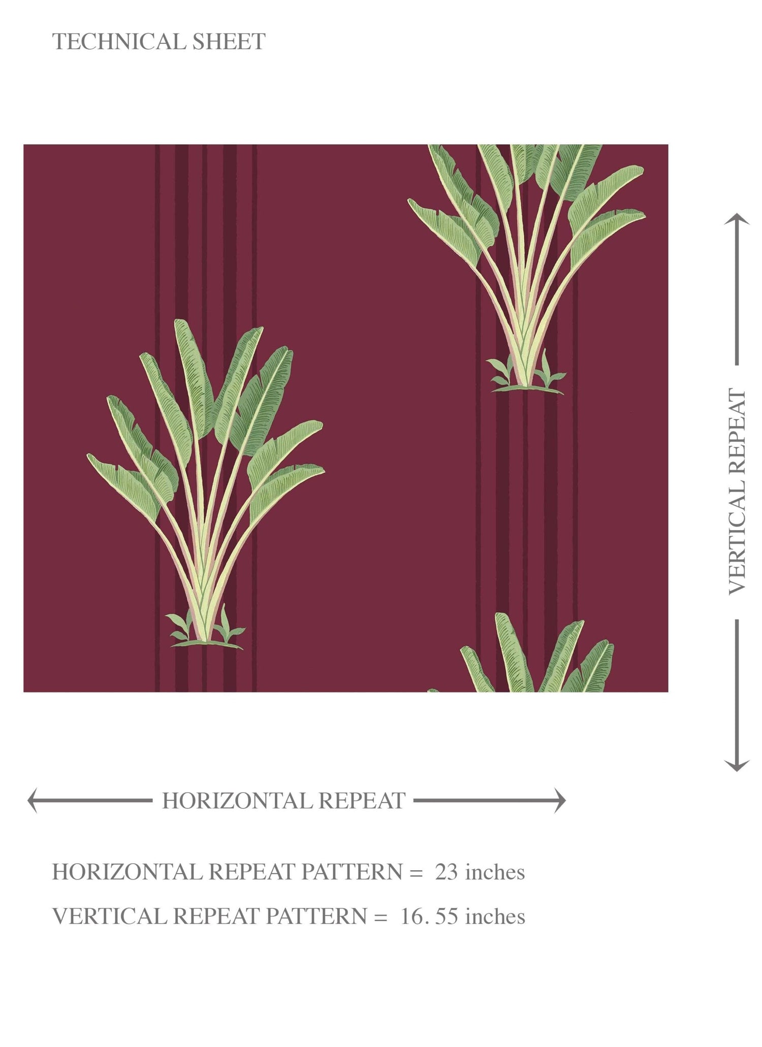 Botanical/ Floral Block Print Kids Room Wallpaper (Deep Red/ Green)