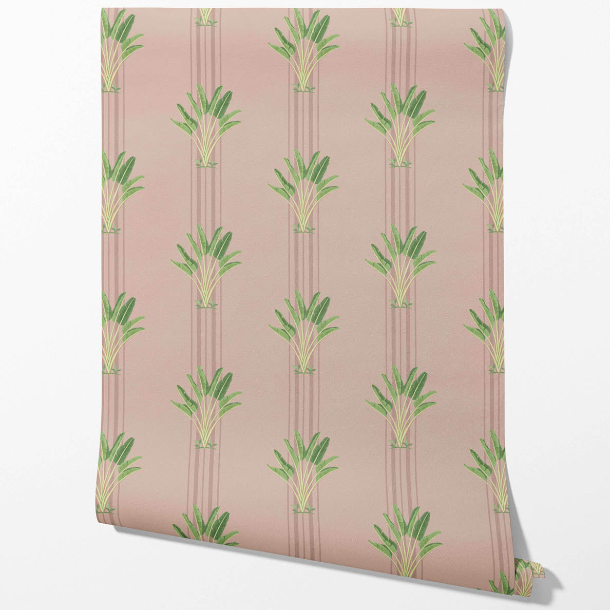 Botanical/ Floral Block Print Kitchen Wallpaper (Pink/ Green)