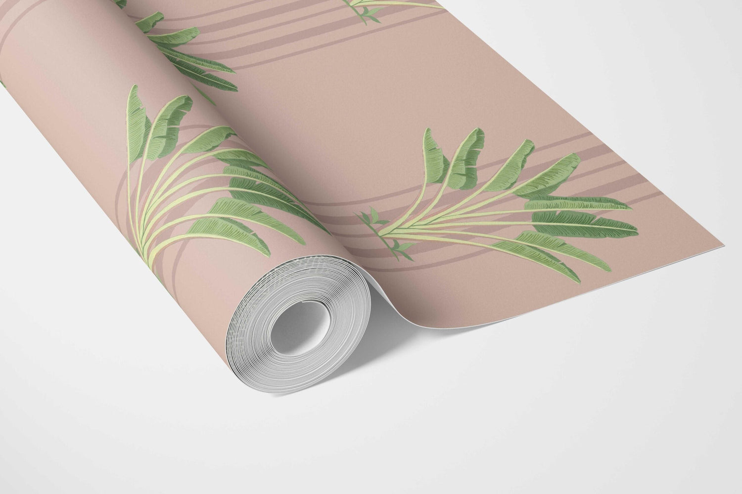 Botanical/ Floral Block Print Bathroom Wallpaper (Pink/ Green)