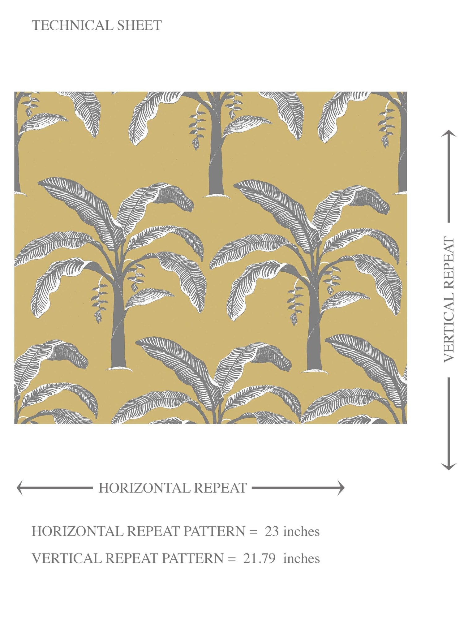 Floral/ Botanical Palm Trees Patterned Kids Room Wallpaper (Yellow/ Gray)