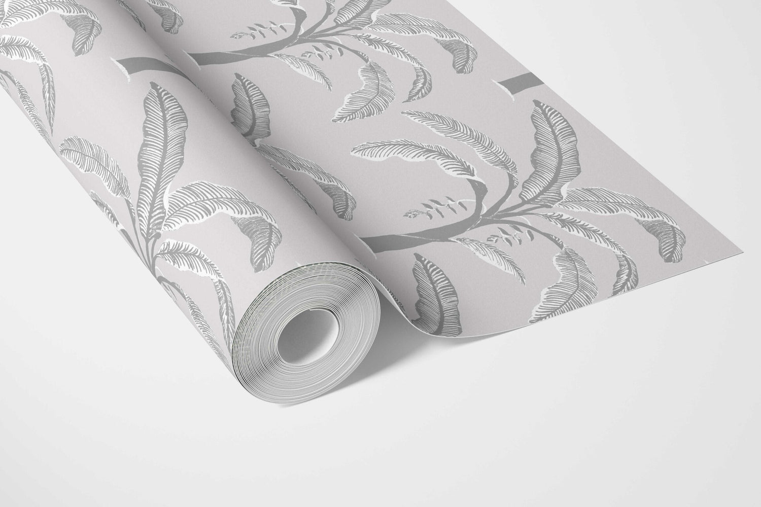 Floral/ Botanical Palm Trees Patterned Bathroom Wallpaper (Gray)